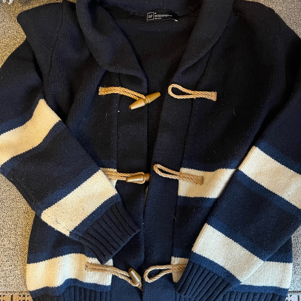 Navy and Cream Striped Toggle Cardigan